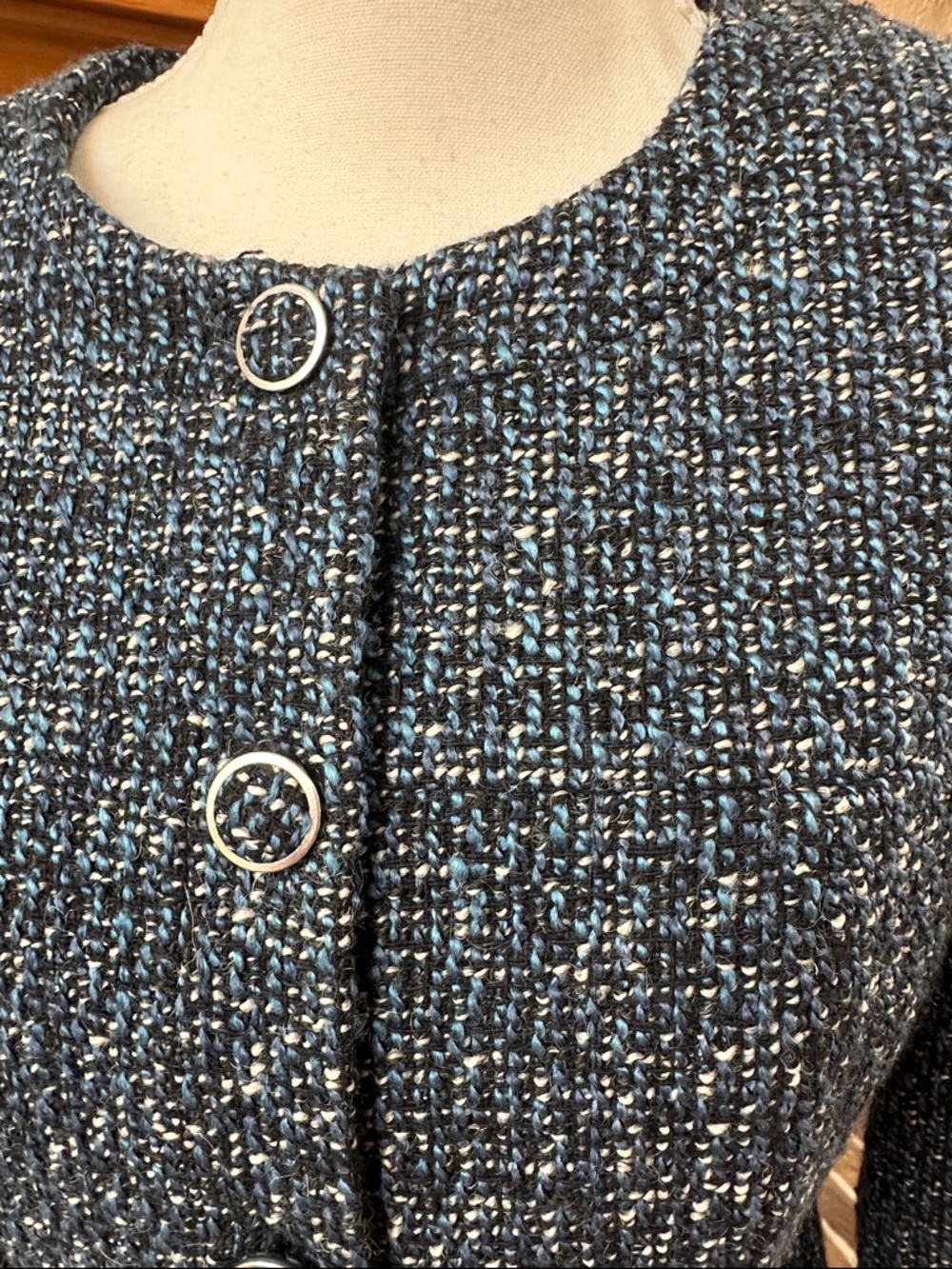 Pendleton Navy Tweed Button-Front Women's Jacket Size 6 - Picture 4 of 12